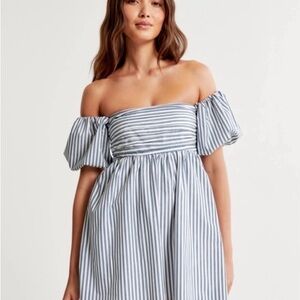 Abercrombie Emerson Off-The-Shoulder Skort - Navy Stripes XXSP (Petite)